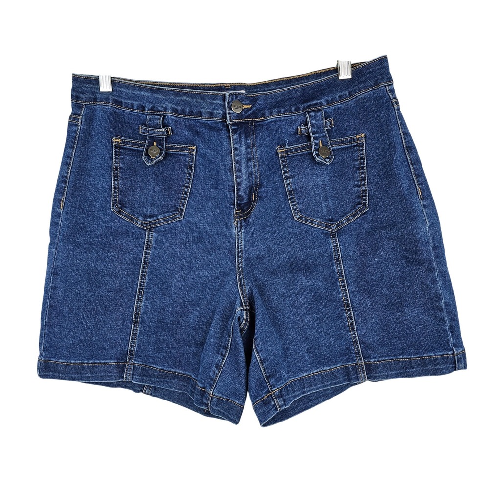 BLEU‎ Women's High Rise Denim Shorts Medium Wash Blue Size 16 BSH061